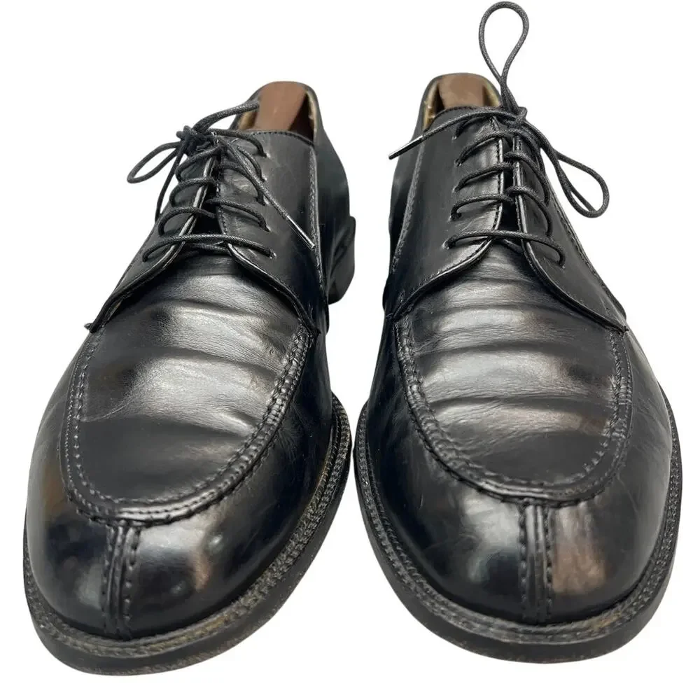 Pronto Uomo Italy Vintage Black All Leather Split-Toe Oxford Dress Shoe Men 10.5